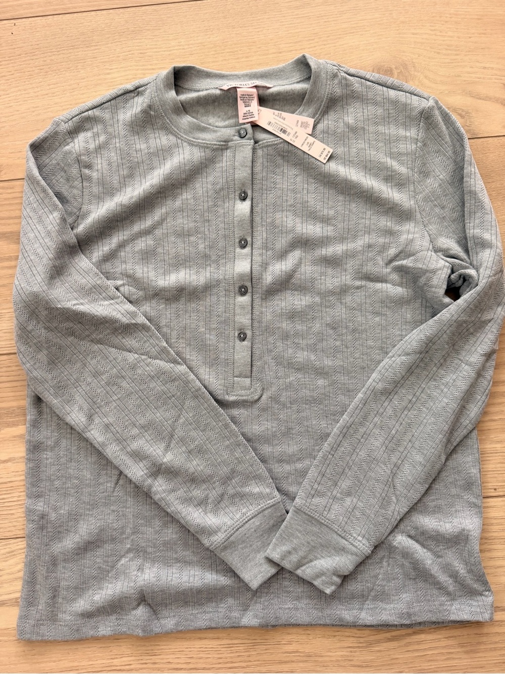 Victoria's Secret Cozy Pointelle Henley Long Women's Pajama Set - Picture 3 of 8